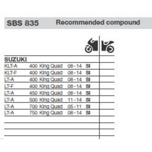 SBS 835SI FRONT/REAR PADS | SINTER OFF ROAD