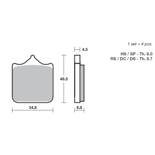 SBS 870DS-1 FRONT PADS | DUAL SINTER RACE DRC (RACE USE ONLY)