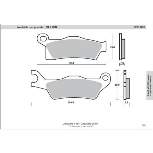 SBS 910SI FRONT/REAR PADS | SINTER OFF ROAD