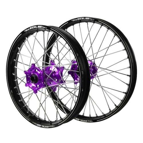 KTM SM Pro Purple Hubs / A60 Black Rims Wheel Set
