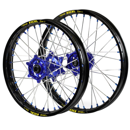 KTM SM Pro Blue Hubs / Excel Black Rims / Blue Nipples Wheel Set