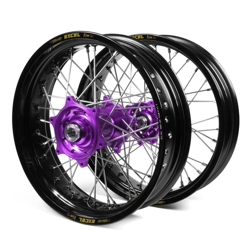 KTM SM Pro Purple Hubs / Excel Black Rims Dirt Track Wheel Set