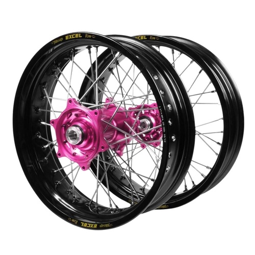 Husqvarna SM Pro Pink Hubs / Excel Black Rims Dirt Track Wheel Set