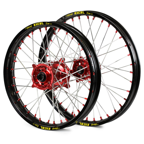 Beta SM Pro / Excel SNR MX Black Rim / Red Hub / Red Nipples Wheel Set ALL 2010-On (21*1.60 / 18*2.15)