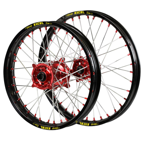 Beta SM Pro Red Hubs / Excel Black Rims / Red Nipples Wheel Set