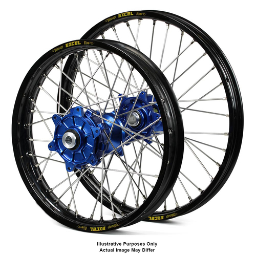 BMW F800 Adventure Black Excel Rims / Blue SM Pro Hubs Wheel Set - F800 GS 2006-On 21*2.15 / 17*4.25 OEM SIZE