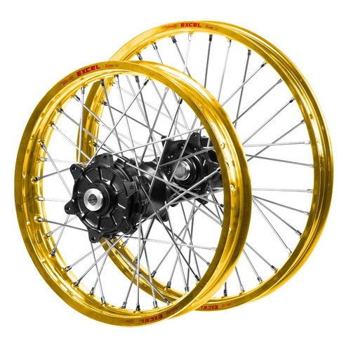 Honda Adventure SM Pro Black Hubs / Excel Gold Rims Wheel Set