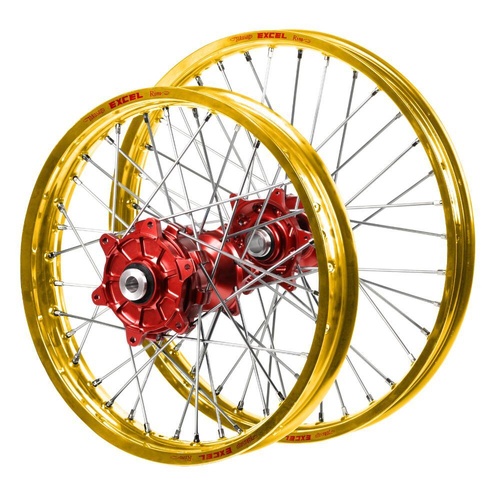 Honda Adventure SM Pro Red Hubs / Excel Gold Rims Wheel Set