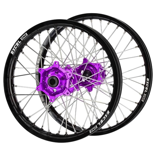 KTM SM Pro Purple Hubs / Excel One Black Rims Wheel Set