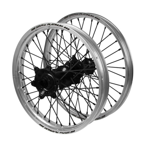 Honda SM Pro Black Hubs / SM Pro Platinum Silver Rims / Black Nipples / Black Spokes Wheel Set