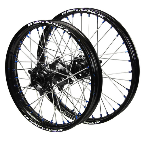 Husqvarna SM Pro Black Hubs / SM Pro Platinum Black Rims / Blue Nipples Wheel Set
