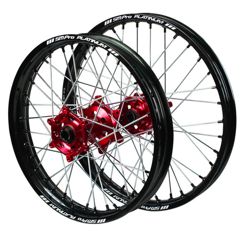 Gas Gas SM Pro Red Hubs / SM Pro Platinum Black Rims / Black Nipples Wheel Set