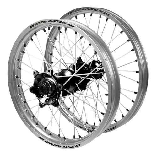 Husqvarna SM Pro Black Hubs / SM Pro Platinum Silver Rims / Black Nipples Wheel Set
