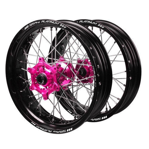 Gas Gas SM Pro Pink Hubs / SM Pro Platinum Black Rims Dirt Track Wheel Set