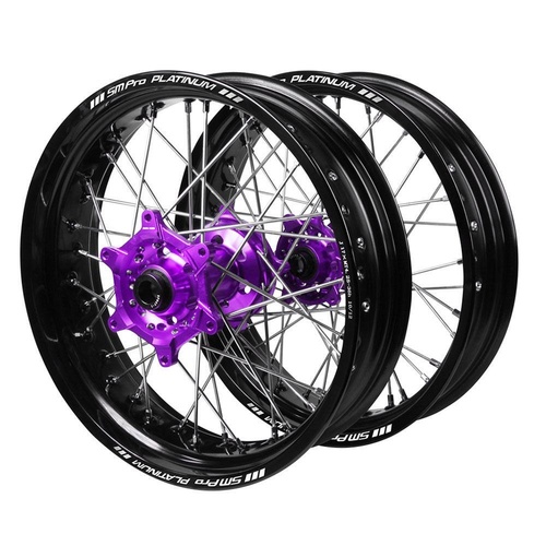 Gas Gas SM Pro Purple Hubs / SM Pro Platinum Black Rims Dirt Track Wheel Set