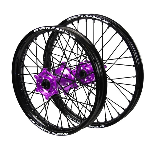 Yamaha SM Pro Purple Hubs / SM Pro Platinum Black Rims / Black Nipples / Black Spokes Wheel Set