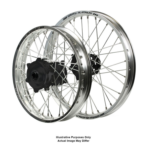 Suzuki DR650 Adventure SM Pro Black Hubs / SM Pro Platinum Silver Rims Wheel Set