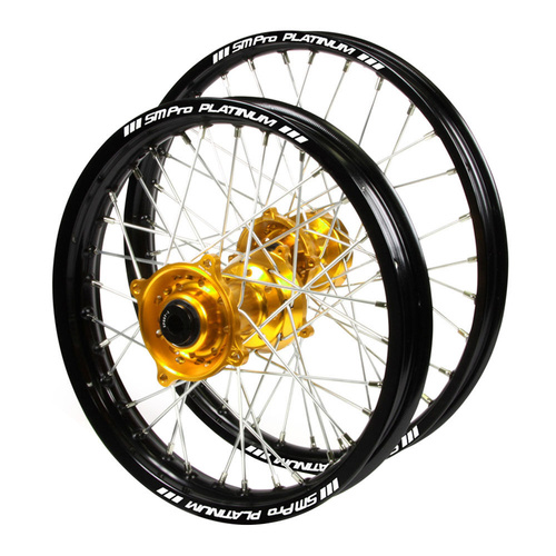 Gas Gas SM Pro Gold Hubs / SM Pro Platinum Junior Black Rims Wheel Set