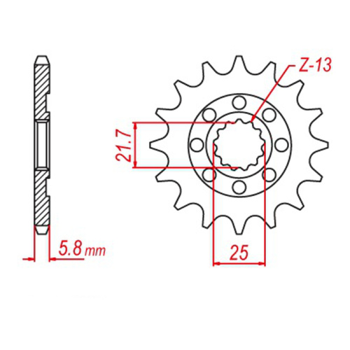 MTX 1565 Hornet Lightweight Steel Front Sprocket #520 (13T) (10B-017-13)