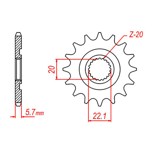 MTX 1590 Hornet Lightweight Steel Front Sprocket #520 (13T) (10B-5NL-13)