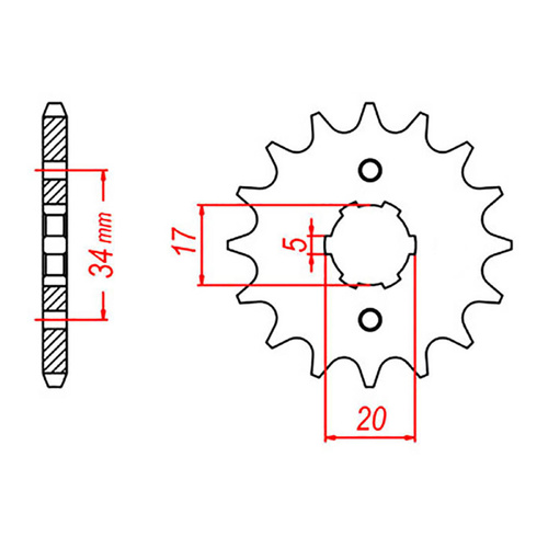 MTX 1264 Steel Front Sprocket #428 (15T) (10-264-15)