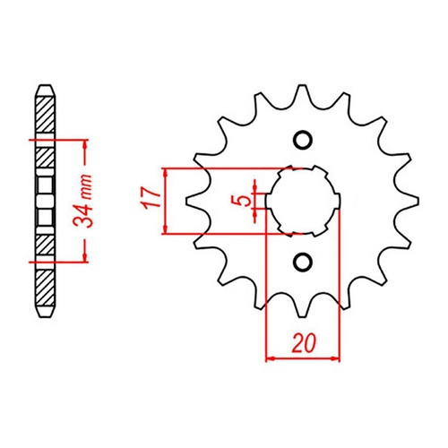 MTX 1264 Steel Front Sprocket #428 (17T) (10-264-17)