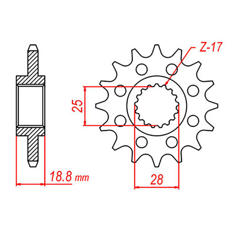 MTX 704 Steel Front Sprocket #525 (16T) (10-704-16)