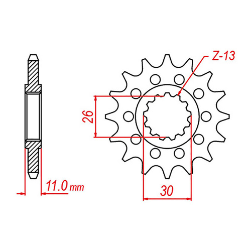 MTX 1591 Steel Front Sprocket #525 (16T) (10-591-16)