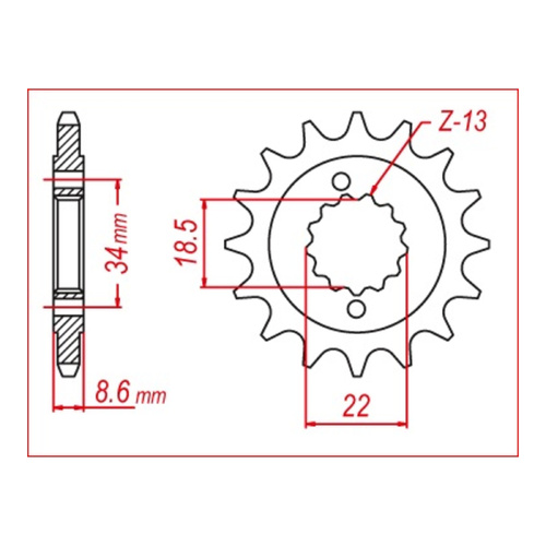 MTX 1908 Steel Front Sprocket #520 (16T) (10-RC3-16)