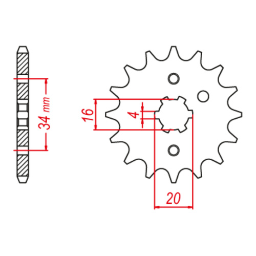 MTX 1263 Steel Front Sprocket #428 (16T) (10-459-16)