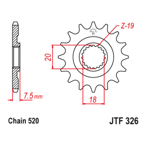 MTX 326 Steel Front Sprocket #520 (13T) (10-6KS-13)