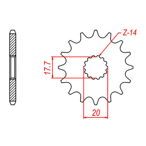 MTX 564 Steel Front Sprocket #520 (14T) (10-2HG-14)
