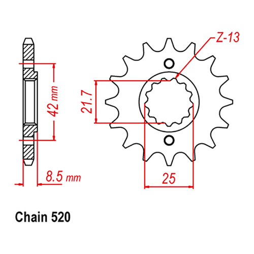 MTX 516 Steel Front Sprocket #520 (17T) (10-126-17)