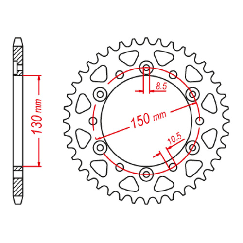 MTX 245/3 Steel Rear Sprocket #520 (45T) (11-MG3-45)