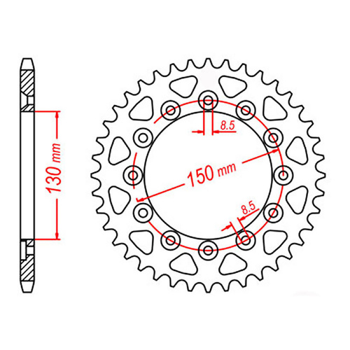 MTX 245/2 Steel Rear Sprocket #520 (39T) (11-428-39)