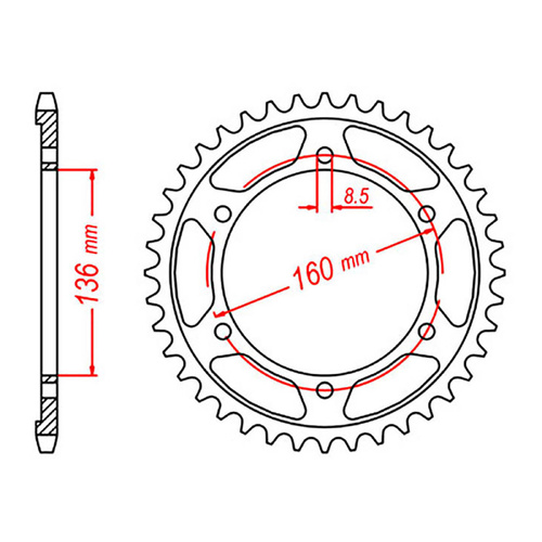MTX 005 Steel Rear Sprocket #520 (45T) (11-BMW-45)