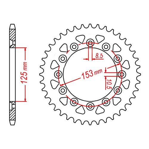 MTX 210/301 Steel Rear Sprocket #520 (43T) (11-KAE2-43)