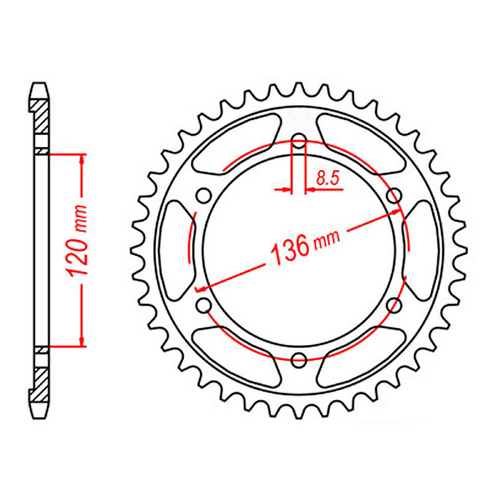 MTX 1847 Steel Rear Sprocket #428 (57T) (11-1HX-57)