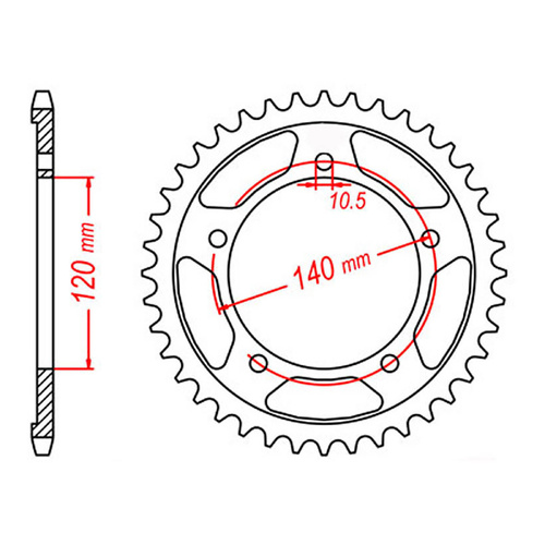 MTX 1792 Steel Rear Sprocket #525 (45T) (11-35F-45)