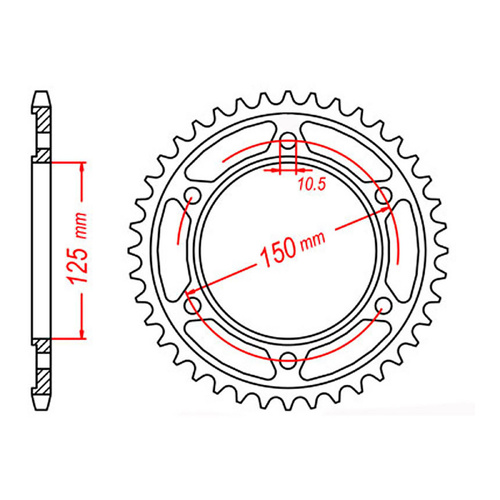 MTX 899 Steel Rear Sprocket #525 (45T) (11-KM5-45)
