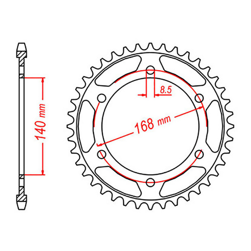 MTX 006 Steel Rear Sprocket #525 (42T) (11-006-42) (8.5mm)