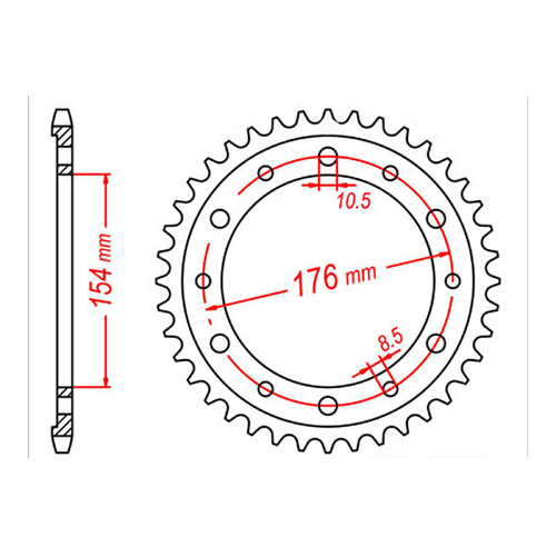 MTX 1340 Steel Rear Sprocket #530 (44T) (11-MT4-44)
