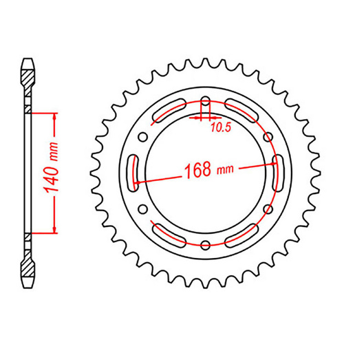 MTX 003 Steel Rear Sprocket #525 (42T) (11-BM6-42) (10.5mm)