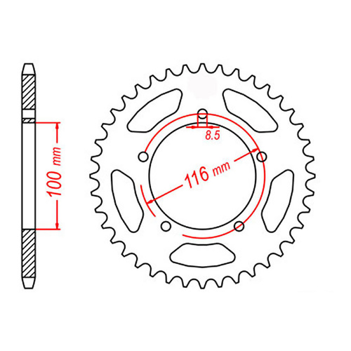 MTX 464 Steel Rear Sprocket #420 (46T) (11-121-46)