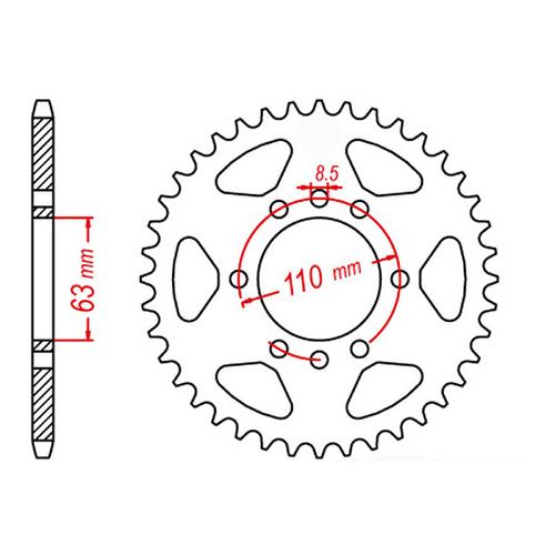 MTX 890 Steel Rear Sprocket #520 (46T) (11-D39-46)
