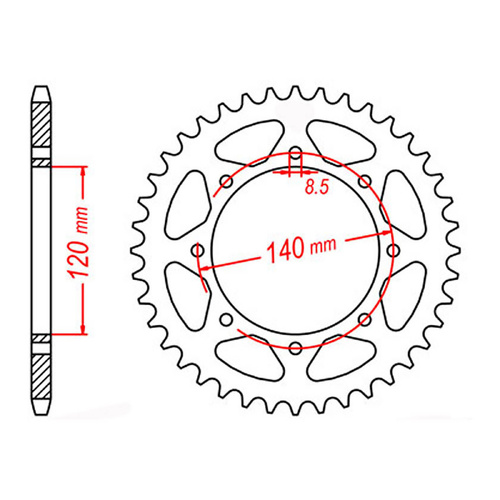MTX 487 Steel Rear Sprocket #520 (43T) (11-186-43)