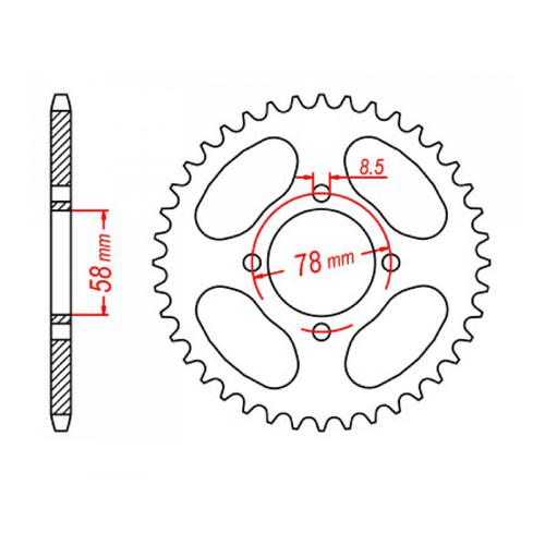 MTX 810 Steel Rear Sprocket #428 (47T) (11-208-47)