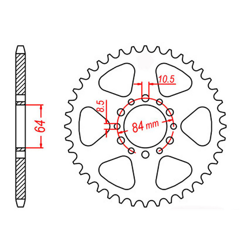 MTX 811 Steel Rear Sprocket #520 (45T) (11-290-45)