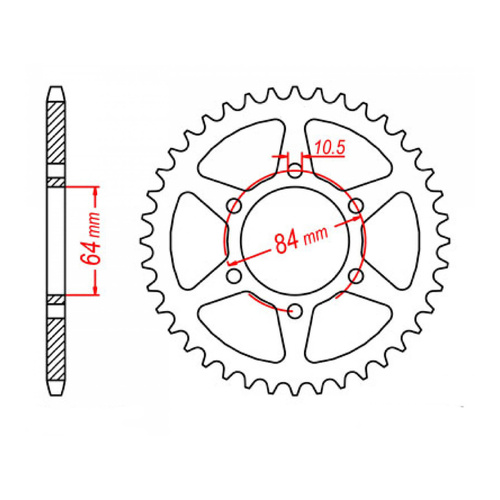 MTX 814 Steel Rear Sprocket #530 (43T) (11-440-43)