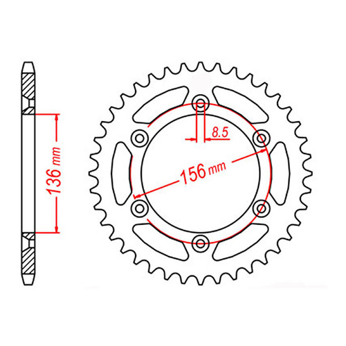 MTX 822 Steel Rear Sprocket #520 (47T) (11-415-47)